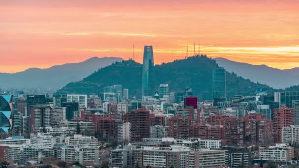 Lapso Tempo Horizonte Santiago Chile Pôr Sol Incrível Com Diferentes — Vídeo de Stock