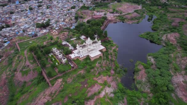 Aerial View Jaswant Thada Cenotaph Jodhpur Lake 달러로 — 비디오