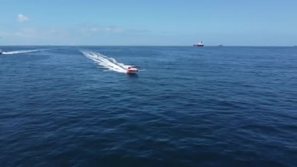 ロングビーチスピードボートLbcマリーナからカリフォルニア州カタリナ島までのレース エピック レースの映像 — ストック動画