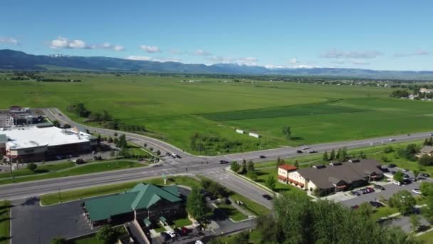 Tiro Con Vistas Las Tierras Cultivo Abiertas Bozeman Montana Fondo — Vídeos de Stock