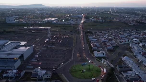 Vista Aérea Del Amanecer Centro Comercial Ciudad — Vídeo de stock