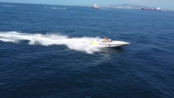 Long Beach Speedboat Lyžařské Závody Přístavu Lbc Ostrov Catalina Long — Stock video