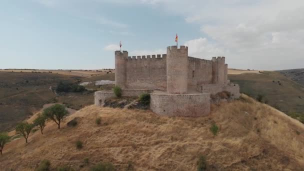 Вид Впечатляющий Castillo Del Cid Jadraque Гвадалахара Испания Холме Сухой — стоковое видео