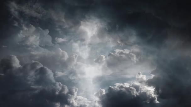 Uitzicht Bliksem Storm Optreedt Het Donker Cumulonimbus Wolken — Stockvideo
