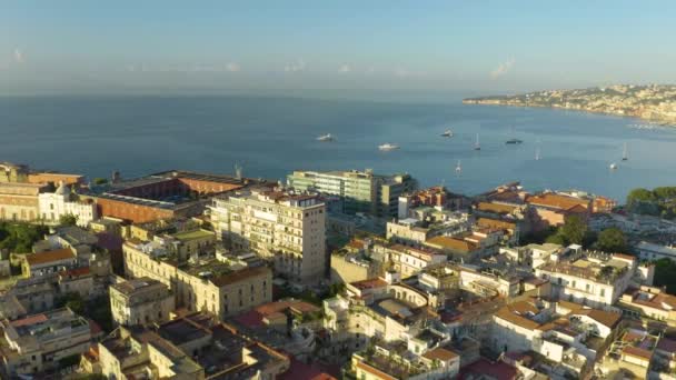 Aerial Pullback Avslöjar Berömda Piazza Del Plebiscito Neapel Italien — Stockvideo