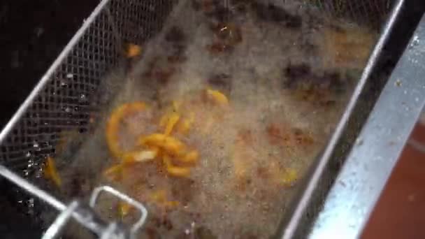 Frites Frites Croquantes Croustillantes Dorées Cours Cuisson Friture Dans Huile — Video