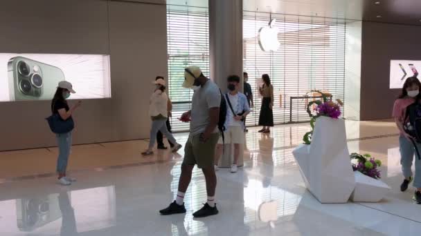 Customers Seen Waiting Apple Store Open Launch Day New Iphone — Stock Video