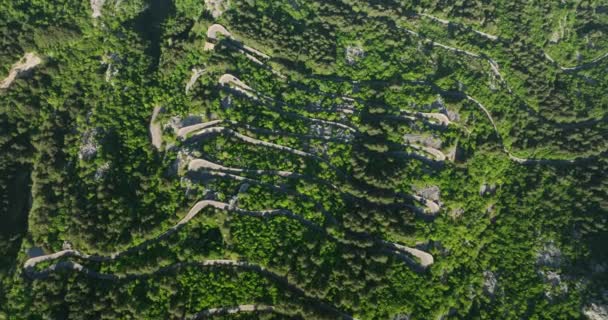 Nagranie Dronów Przelatujących Nad Niesamowitą Serpentine Road Kotor Czarnogóra — Wideo stockowe