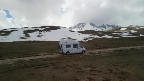 Vue Aérienne Camping Car Révélant Plateau Ouvert Monténégro — Video