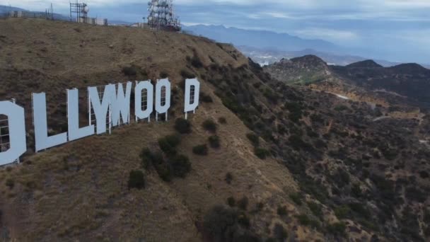 Hollywood Firma Los Angeles California Por Drone — Vídeos de Stock