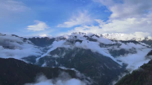 Drone Shot Cloudy Sainj Valley Himachal Pradesh Manali Kasol — Stock Video