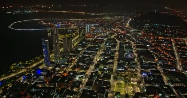Гиперлапс Panama City Захватывающий Уличное Движение Ночные Города Исторического Района — стоковое видео