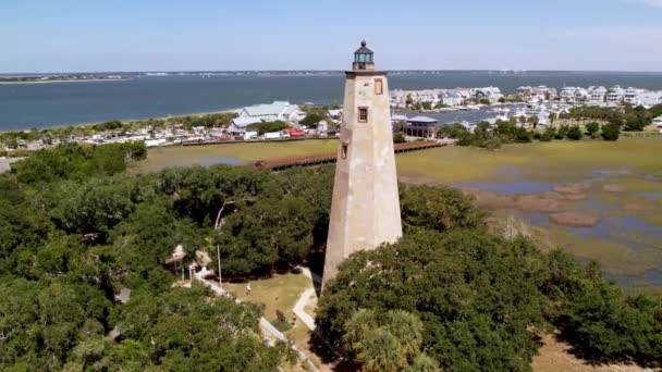 Orbita Aerea Del Faro Testa Calva Isola — Video Stock