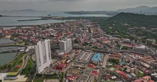 Panama City Aerial V22 Flyouver Marche Casco Viejo Downtown Historic — стоковое видео