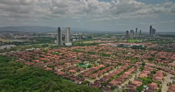 Panama City Aerial V86 Cinematic Descending Flyover Residential Housing Costa — Stock Video