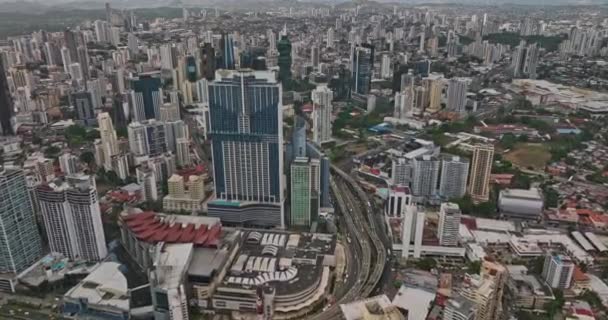 Panama City Luchtfoto V11 Vogels Uitzicht Drone Viaduct Marbella Buurt — Stockvideo
