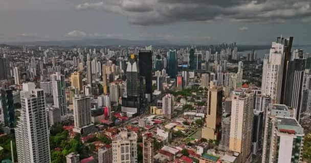 Panama City Aerial V18 Cinematic View Flyover Downtown Metropolitan Area — Stock Video