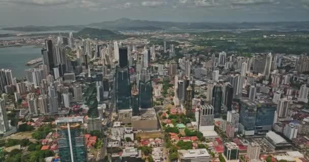 Ciudad Panamá Vuelo Inverso Aéreo V72 Través Los Barrios Obarrio — Vídeo de stock