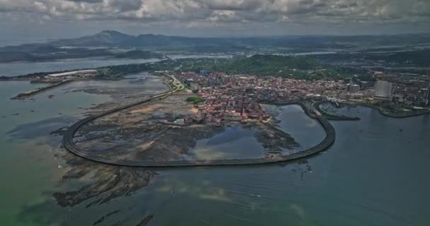 Panama City Aerial V108 Birds Eye View Flyover Casco Viejo — Stock video
