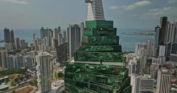 Panama City Aerial V75 Cinematic Fly Marvellous Obarrio Tower Twisted — Stock Video