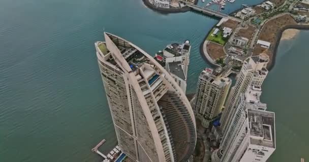 Ciudad Panamá Vista Aérea V14 Aves Vuelan Alrededor Rascacielos Del — Vídeo de stock