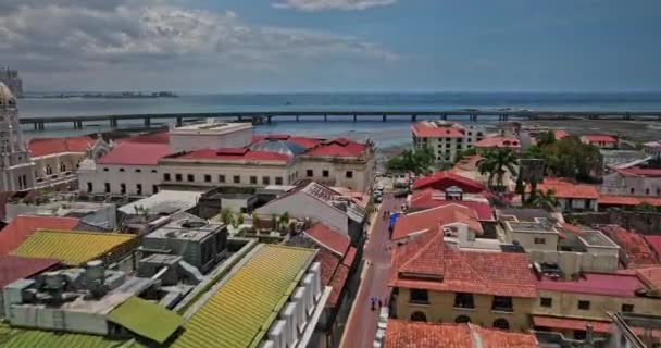 Panama City Aerial V105 Tot Vaststelling Van Schot Laag Niveau — Stockvideo