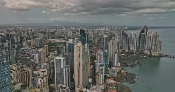 Panama City Aerial Drone Cinematografico Volare Lungo Costa Attraverso Punta — Video Stock
