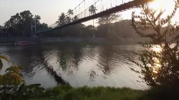 Utsikt Över Hängbro Och Flod Antigua Veracruz Mexiko — Stockvideo