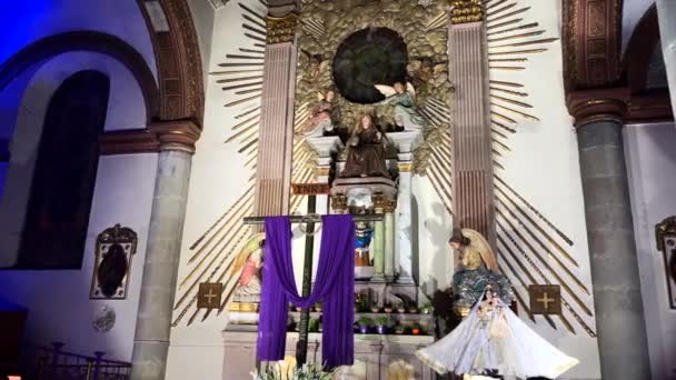 Katolikus Díszek Dekoráció Belül Parroquia Del Sagrario Templom Katedrális Mexikó — Stock videók