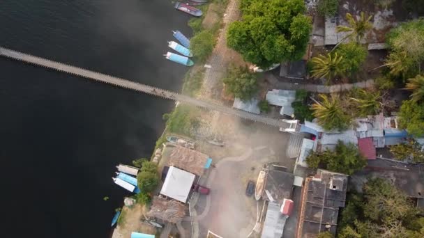 Spirala Dół Wioski Rybackiej Antigua Veracruz Meksyk Drewnianym Mostem Nad — Wideo stockowe