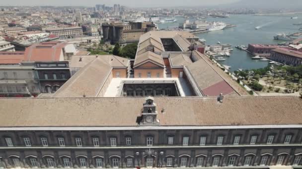 Widok Lotu Ptaka Dala Pałacu Królewskiego Neapolu Placu Piazza Del — Wideo stockowe