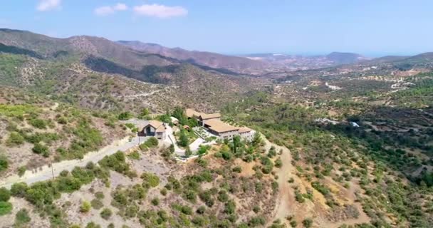 Nagranie Lotnicze Drona Świętego Klasztoru Panagia Amirous Apsiou Limassol Cypr — Wideo stockowe