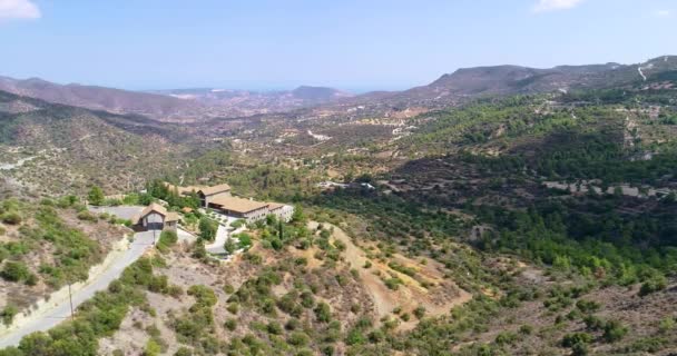 Imagens Aéreas Drones Mosteiro Santo Panagia Amirous Apsiou Limassol Chipre — Vídeo de Stock