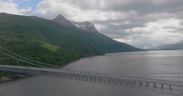 Skjomen Bridge European Route Highway Crossing Skjomen Fjord Narvik Norway — 비디오