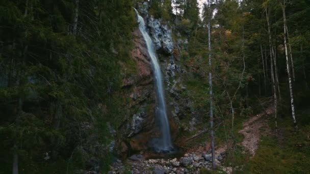 Kaskada Wodospadowa Świeżą Wodą Lodowcową Romantycznych Sielankowych Bawarskich Alpach Austriackich — Wideo stockowe