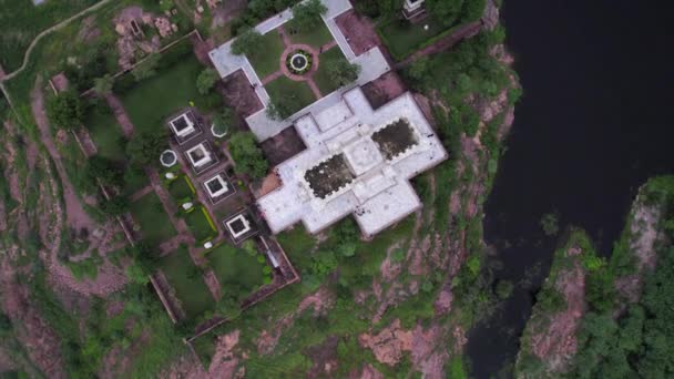 Aerial Birds Eye View Jaswant Thada Cenotaph Jodhpur Lake Naklonění — Stock video