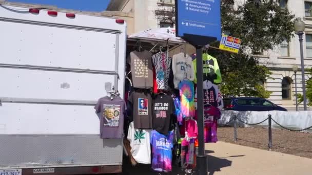 Penjual Jalanan Washington Kemeja Dan Souvenir Dijual National Mall — Stok Video