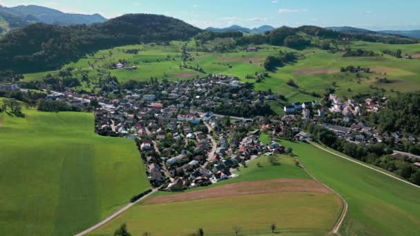 Вигляд Повітря Село Швейцарії Село Називається Нідердорф — стокове відео