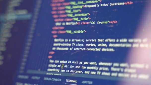 Codice Sito Web Viene Scorrere Verso Alto Ide Come Programmatore — Video Stock