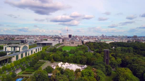 Úžasné Letecké Zobrazení Letového Panorama Přehledu Dron Reichstag Tiergarten Vládním — Stock video