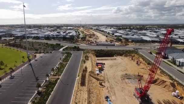 Trabajos Extensión Ferroviaria Cerca Estación Butler Perth Trabajos Construcción Vuelo — Vídeos de Stock