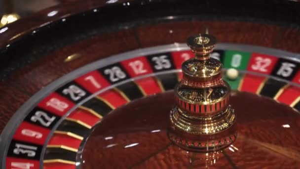 Roulette Wiel Casino Bal Nul Aantal Verliezen Pech Concept Close — Stockvideo