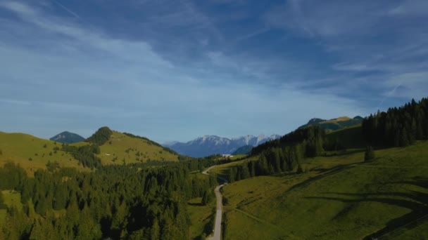 Bavyera Sudelfeld Wendelstein Romantik Yemyeşil Çimen Çayırları Panorama Manzaralı Yollarla — Stok video