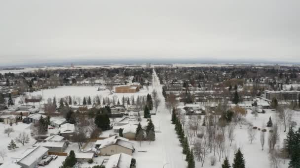 Drónra Néző Kilátás Havas Dauphin Manitoba Télen Légi Rálátás Kialakítása — Stock videók