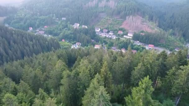 Vesnice Harzských Horách Německo Obklopená Holými Lesy Koncepce Odlesňování Ničení — Stock video