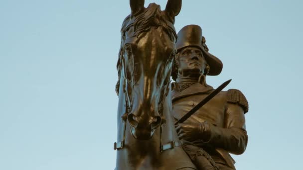 Timelapse View George Washington Statue Boston — Stock Video