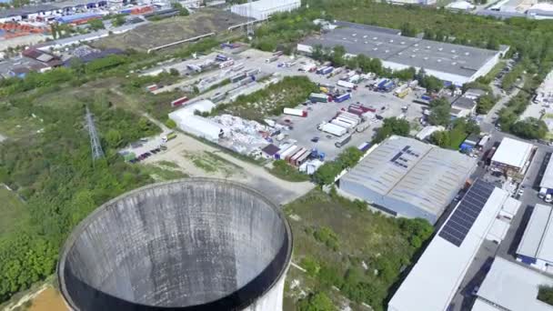 Arco Aéreo Torno Torre Resfriamento Natural Heidelberg Cement Plant — Vídeo de Stock