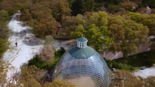 Greenhouse Tapada Das Necessidades Lisbon Portugal Aerial Circular View — Stock Video