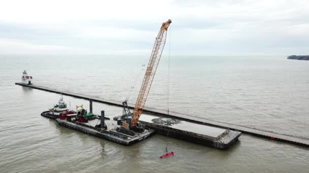 Operación Dragado Kewaunee Harbor Lake Michigan Kewaunee Wisconsin — Vídeos de Stock