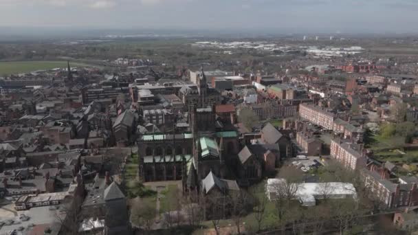 Vista Aérea Iglesia Medieval Catedral Chester Chester Inglaterra — Vídeo de stock